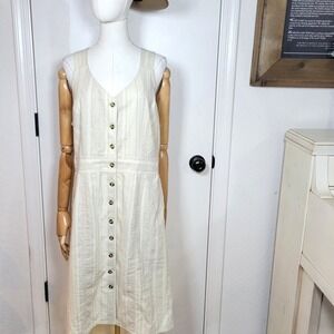 Prana Grace Trail Dress L Organic Cotton Hemp Blend Midi Travel Adventure Work